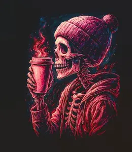 HalfTone Skull Design for Black Fabric Ready to Press Heat Transfer DTF Transfer Direct to Film 300-320°F Firm Press Settings for Cotton and Polyester