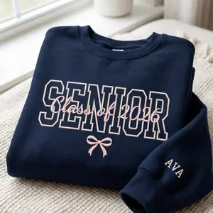 [SHIP FROM US] Custom embroidered senior sweatshirt, 2026 promotion, with a cute bow detail