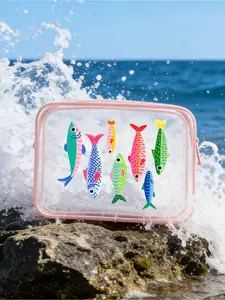 New Medical Pattern Transparent Hard Zipper Protective Box, Medical Bag, Makeup Travel Storage Bag, Durable PVC Material, Lightweight Design