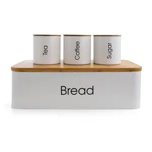 Megachef  4 Piece Kitchen Food Storage & Organization Canister Set, White