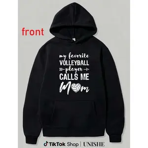 Sporty Volleyball Hoodie for Moms – Unisex Vintage Graphic Printed Long Sleeve Casual Wear