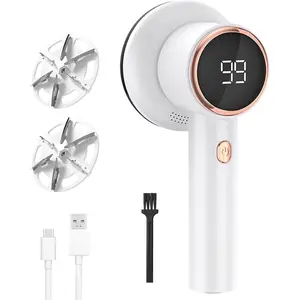 Fabric Shaver Lint Remover for Clothes with 2 Speeds, Digital Display, 6 Leaf , USB Rechargeable Sweater Defuzzer to Remove Pilling Fuzz Ball for Furniture, Couch, Coat.