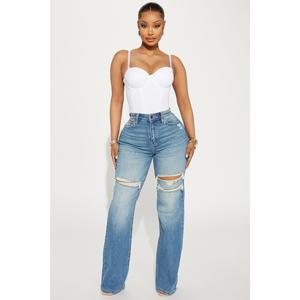 Remi Ripped Stretch Baggy Jeans - Medium Wash