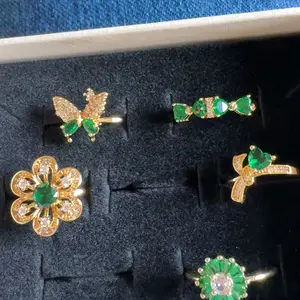 OLDT 5 Pcs Gemstone Ring Set, Choose Your Color (Assorted Styles), Adjustable Stacking Rings for Women Y2K Aesthetic