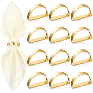 12 Pcs Napkin Rings Set,Semicircle Metal Gold Napkin Holder Buckles,Fall Thanksgiving Christmas Napkin Rings,Ideal for Dinner Table Decor,Wedding,Banquet,Party,Easter,Valentine's Day,Hand Tools Kits