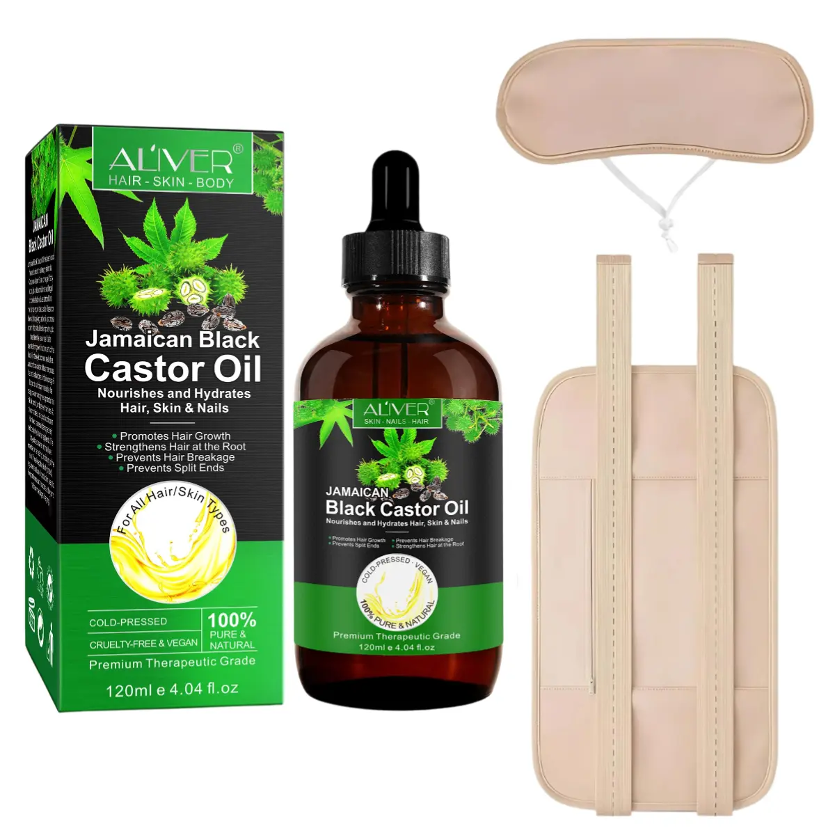 Jamaican Black Castor Oil Organic 60ml/120ml for Skin Hair Body Care Pure Cold Pressed Nourishing Moisturizing Effect - Cosmetic Cosmetic Hydrating Moisture, Natural Oil, Moisturizing Body Oils
