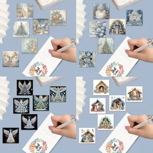 6-piece diamond painting set greeting card, Christmas religious 5D painted card, DIY art and craft set, birthday, Christmas, New Year and Thanksgiving creative gift thank-you card