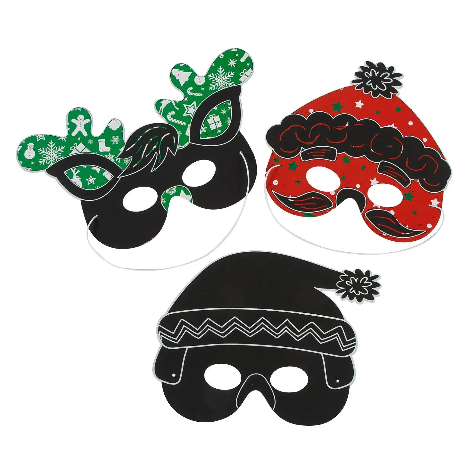 Fun Express Magic Color Scratch Christmas Masks - 6 1/2" - 7 1/4", 24 Pieces