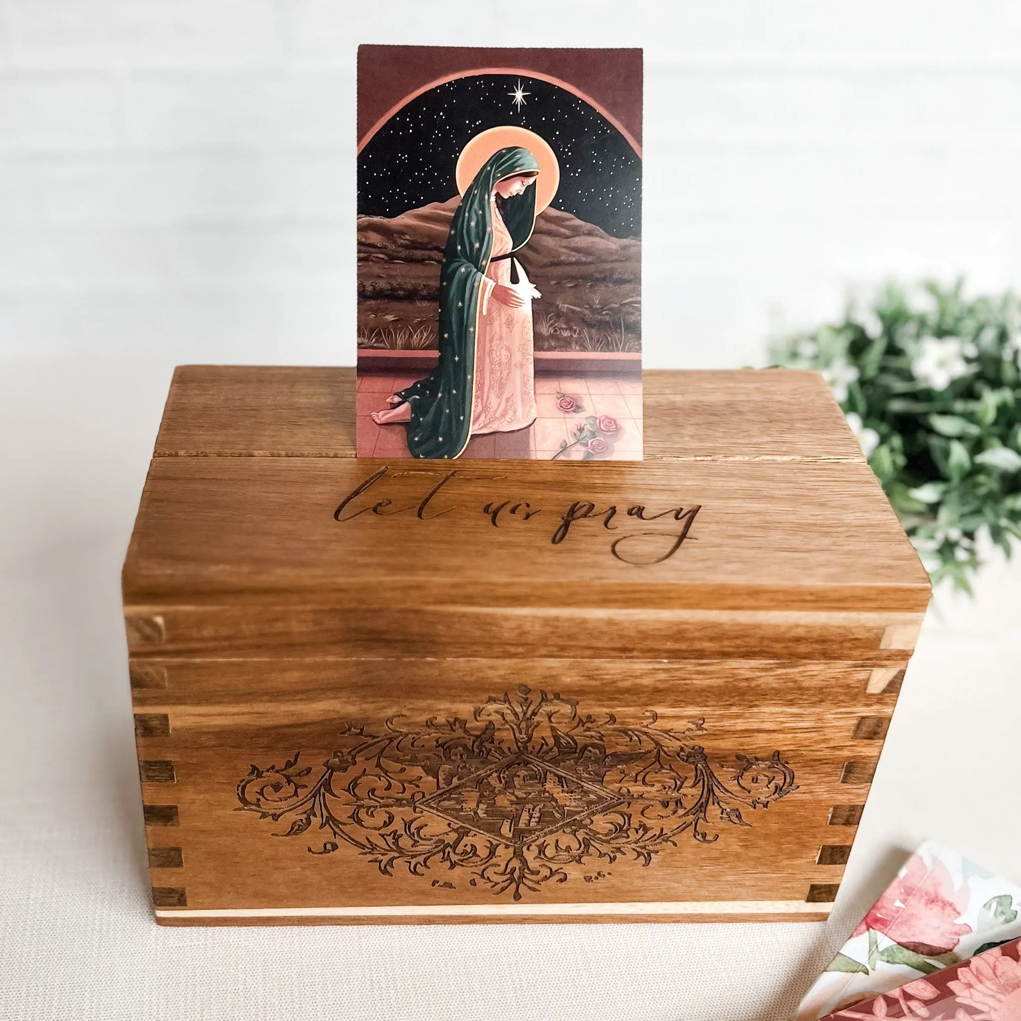 Wooden Prayer Card Box Wooden Prayer Card Box