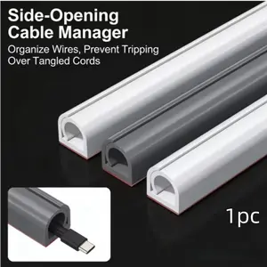 2Meters Self-Adhesive Cable Trunking for Home and Office Wire Management, Wall-Mounted TV Cable Concealer, Floor Cable Management Strip - Flexible Self-Adhesive Cable Cover with Side Opening