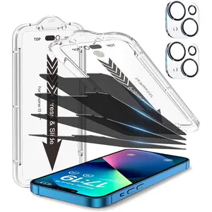 X-PCS28   4 Pack for iPhone 13 Privacy Screen Protector[6.7 inches] With 2 Pack Camera Lens Protector, [Drop Protection] 9H Hardness Scratch Resistant Tempered Glass Film, Easy to install