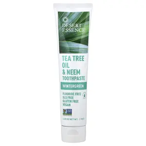 Desert Essence Tea Tree Oil & Neem Toothpaste, Wintergreen, 6.25 oz (176 g)