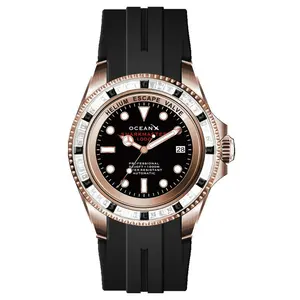 OceanX Sharkmaster 1000 Zebra Automatic Men's Diver Watch 44mm Black Dial SMS1004