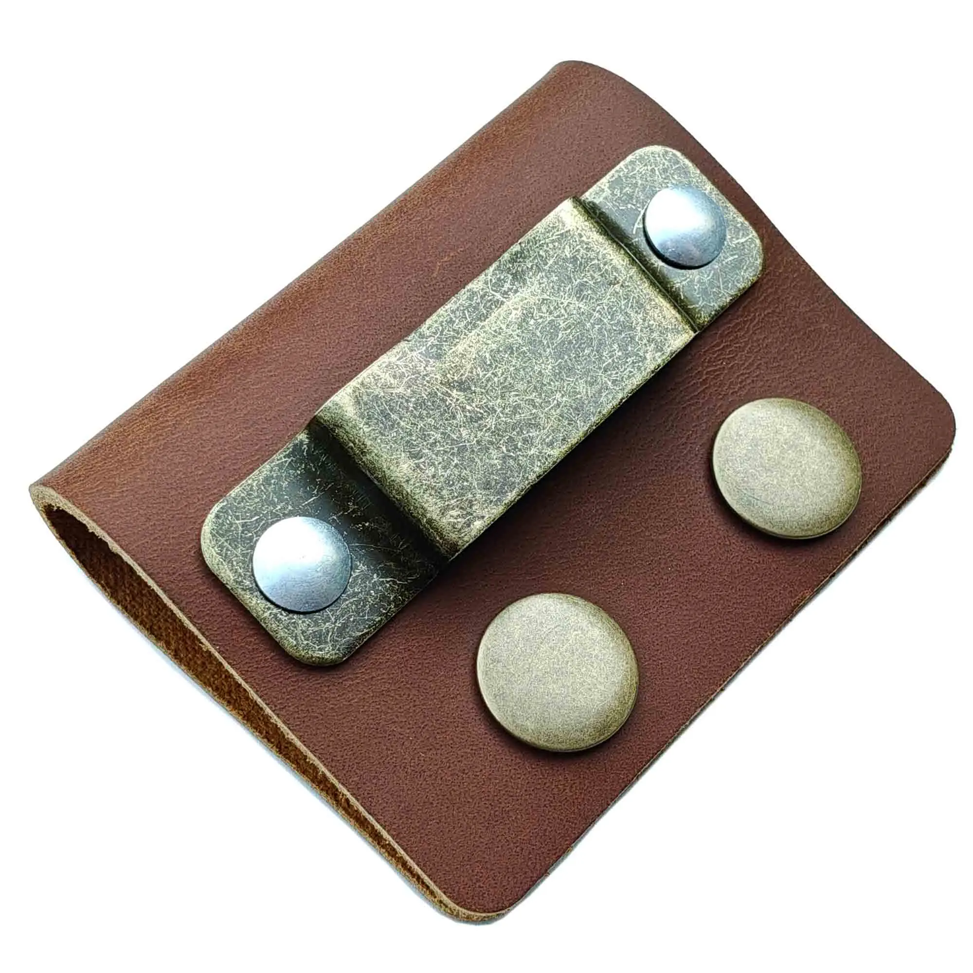 MEEBOY Cowhide Leather Pouch - Belt-Mounted, Belt Clip, Pocket-Size Tape Measure, Compact Design, Button Closure, Easy Open, Tool Storage for Men's Sewing Kits