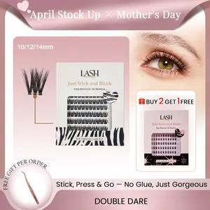 Lashterally Double Dare Self-adhesive Lash Clusters Kit No Glue Needed Easy Apply & Removal Thick Vloumn Eyelash Clusters 10mm/12mm/14mm Clusteres 24-Hour Secure Hold  Makeup Cosmetic summervibes