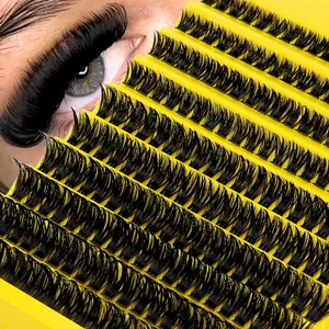 200 clusters of false eyelashes DIY Eyelash extension D Curly long single eyelash mixed tray Eyelash bundle extension 0.07mm, enlarge your eye shape and create an exaggerated style