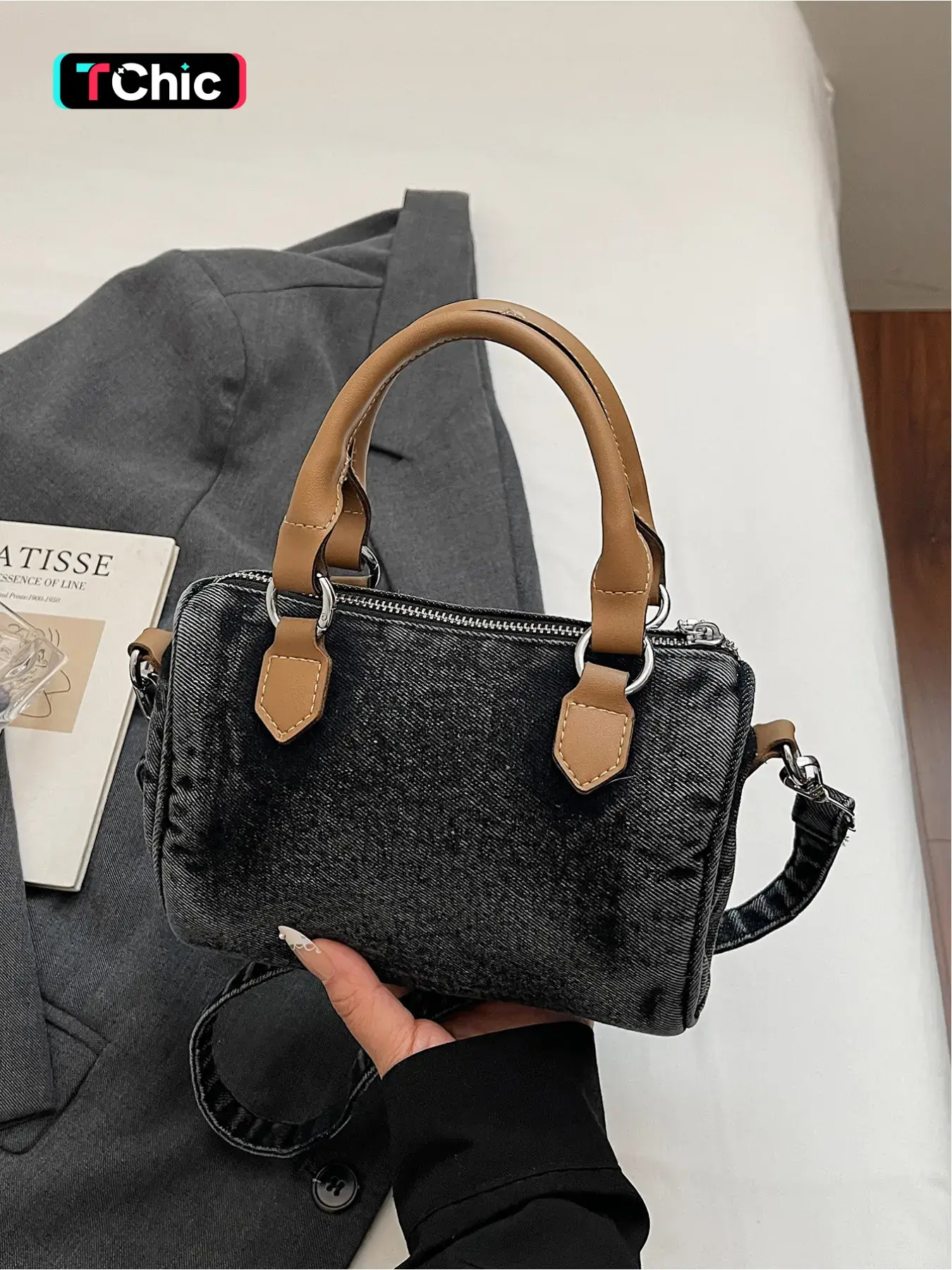Retro denim patchwork Casual shoulder bag | With a vintage silhouette and denim patchwork details, it is perfect for all outfits and a must-have retro versatile for lazy people Crossbody Handbag Casual fashion bag
