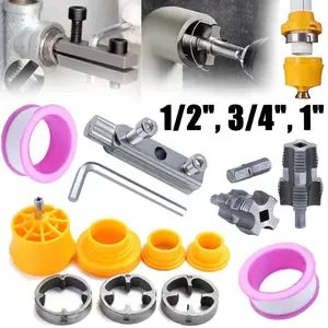 14 Pcs Pipe Threading Tool Set – Manual Ratcheting Pipe Threader with Die Heads (1/2″, 3/4″, 1″), Teflon Tape, Heavy Duty Pipe Threading Kit for Metal & Plastic Pipes – Ideal for Plumbing, DIY, Home Repairs