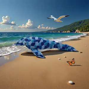 60cm Large Blue Whale Plush Toy Pillow, Soft Stuffed Animal, Soft and Fluffy Animal Filling, Home Decor, Children's Birthday Gift, Valentine's Day Gift, Mother's Day Gift, Ideal Gift for Marine Animal Lovers