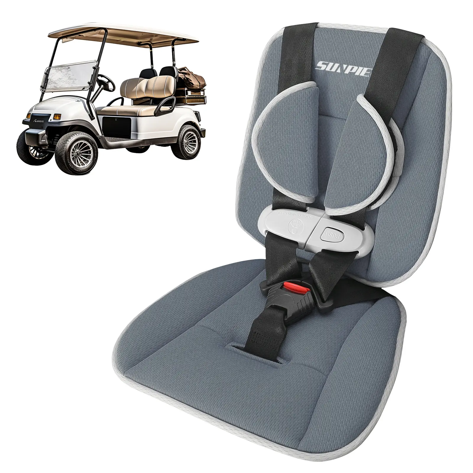 SUNPIE Golf Child Positioner for Golf Carts,Golf Cart Toddler Seat,5 Point Harness to Keep Kids Secure in Golf Cart,Universal Fit for Most Golf Carts, Low-Speed Vehicles