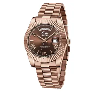 Men's Luxury Dress Watch 40mm rose gold Dial  Stainless Steel Band Rotating Quartz Analog Waterproof Luminous Big Face Boss Wrist Watch jacob and co