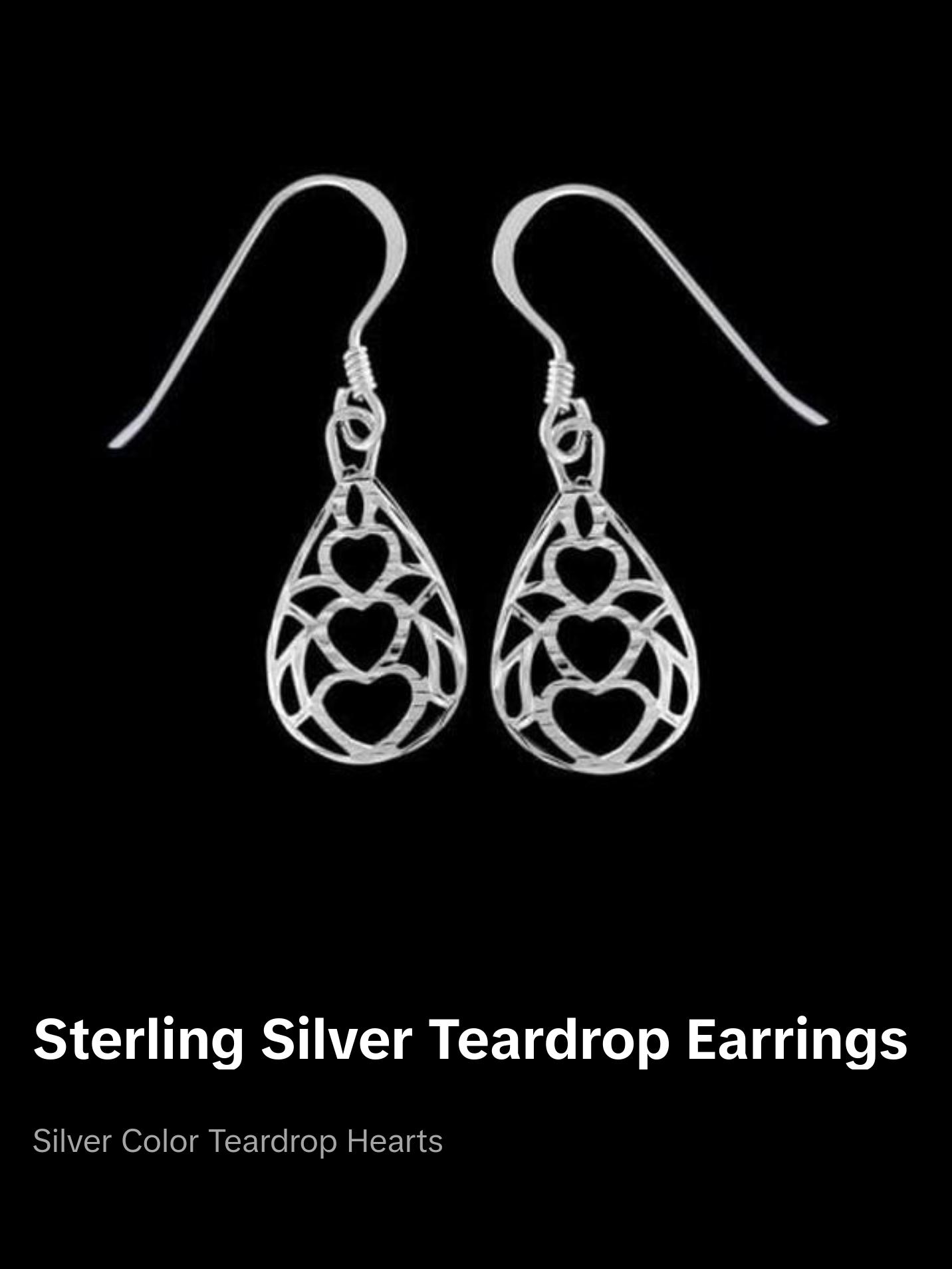 Stacked Hearts Teardrop Dangle Earrings