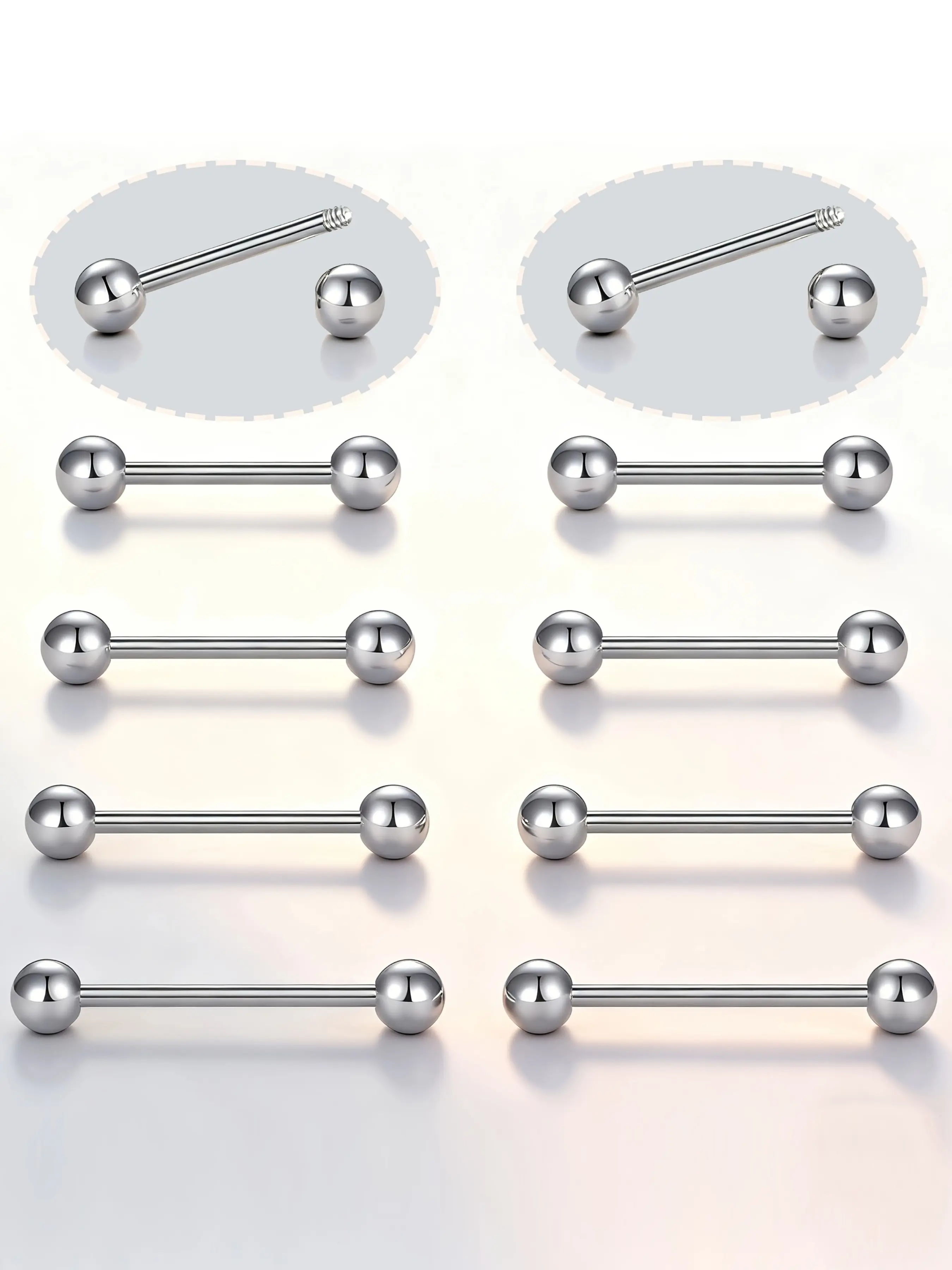 8pcs Tongue Bars, 14g Stainless Steel Tongue Piercing Jewelry, Industrial Barbells for Women, Body Piercing Accessories, Labret, Mouth Jewelry