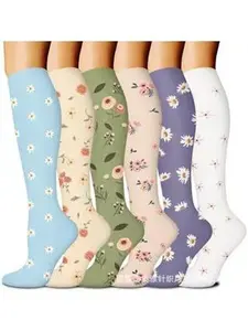 6 Pairs Compression Calf Socks – Soft, Snug Fit for Running, Yoga & Long Walks