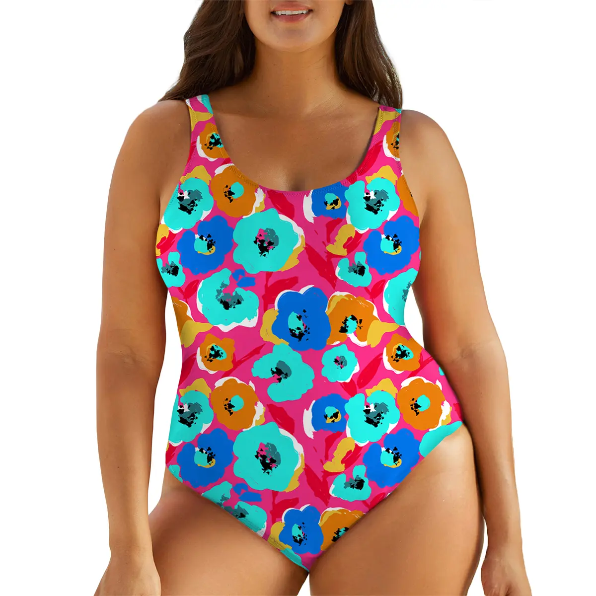 Eytino Plus Size Swimsuit for Women Back Crisscross Sports Tummy Control One Piece Bathing Suits(1X-5X)