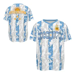 2026 World Cup Argentina Soccer Jersey for Men,  Casual Argentine Football Fans Blue&White Stripes Shirt, Soccer Lover and Player Gift