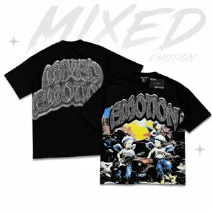 Iron Diamond M-Mixed E-Emotions Men's Hip Hop T-Shirt - Aesthetic Anime Graphic Heavyweight Oversized Tee, Retro Y2K Grunge Streetwear