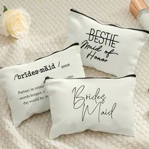 Bridesmaid Gift Bag - Elegant Makeup & Toiletry Pouch with Zipper Closure, Non-High Quality Fabric for Wedding Party Favors, Bridal Shower & Proposal Essentials