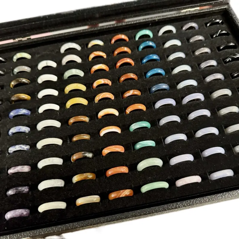 Healing Crystal Band Rings - Assorted Colors & Styles for Unique Jewelry Collection
