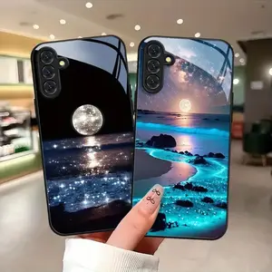 Galaxy Moon Design Phone Cases for iPhone 17 Air 16 Pro Max 15 14 Plus 13 12 11 Pro, Hot-selling Shockproof Protective White Glass Phone Cover