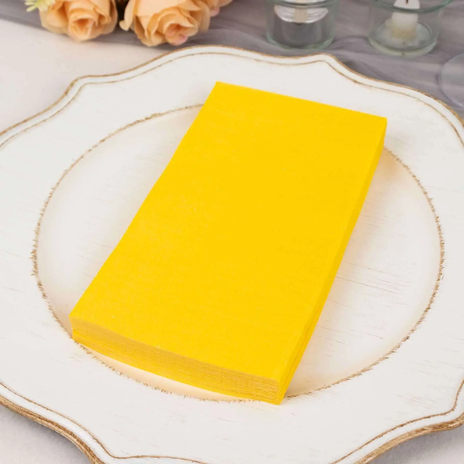 50-Pack Soft Disposable 2-Ply Yellow Paper Napkins, Wedding Ready for Weddings, Graduation, Anniversary, Baby Shower, Soft Napkins