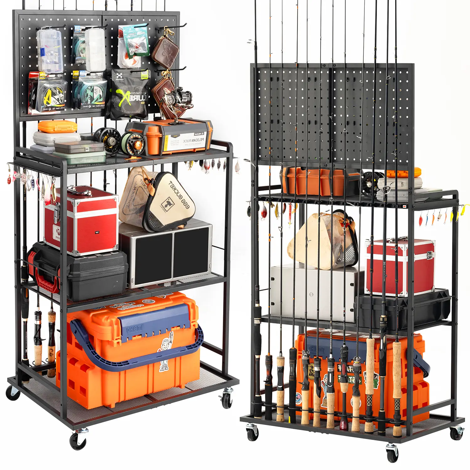SOYEEZE Fishing Rod Holders for Garage,Fishing Pole Holder/Rack of Adjustable with Pegboard and Hooks, a Tackle Box,Lines,Lure Fishing Organizer, Stores Fishing Gear, up to 12 Rods,Fishing Gift - TikTok Shop SOYEEZE Fishing Rod Holders for Garage,Fishing Pole Holder/Rack of Adjustable with Pegboard and Hooks, a Tackle Box,Lines,Lure Fishing Organizer, Stores Fishing Gear, up to 12 Rods,Fishing Gift - TikTok Shop