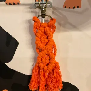 Orange Macrame Keychain