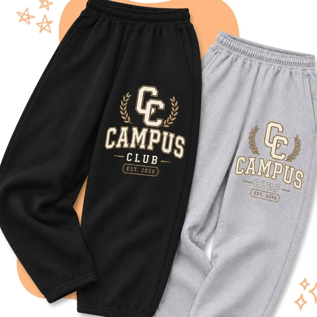 Campus Club Sweatpants for Men and Women, Oversized Fleece Joggers, Soft Cotton Blend, Elastic Waist, Streetwear Y2K Style, Cozy Athletic Lounge Pants, Perfect for School, Gym, Travel, Everyday Casual Wear J