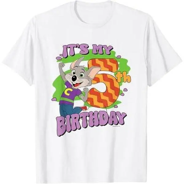 Chuck E. Cheese It's My 5th Birthday Happy Chuck Chest Logo T-Shirt