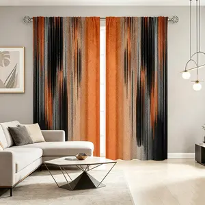 2-piece set of modern light luxury bedroom curtains, orange and black gradient, semi transparent polyester fiber material, suitable for bedroom, living room, dining room decoration, year-round room decoration, Window Curtain, Window Drapes