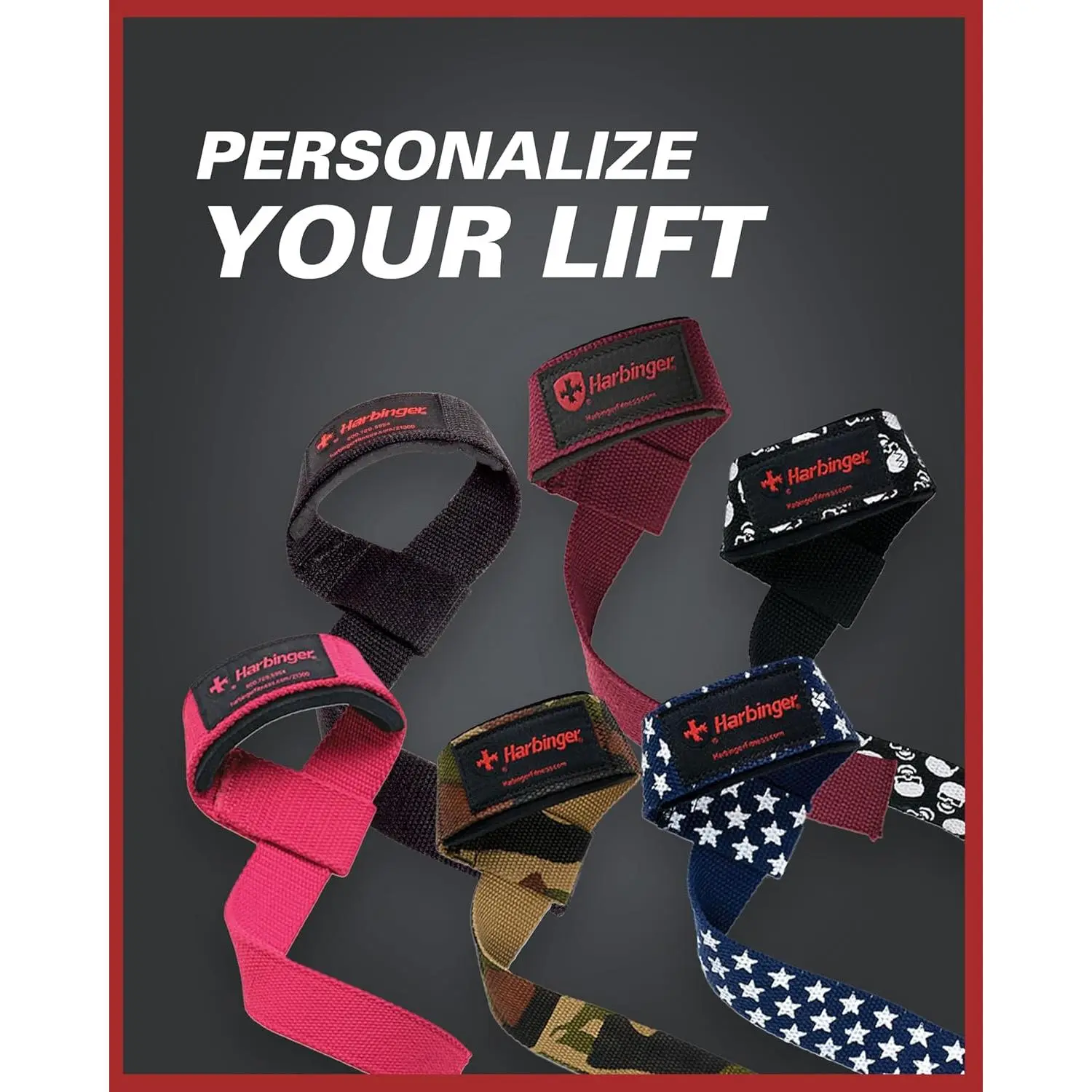 Harbinger Padded Lift Straps – 21.5'' Long, Soft Neotek Pads for Wrist Support, Heavy-D Implus