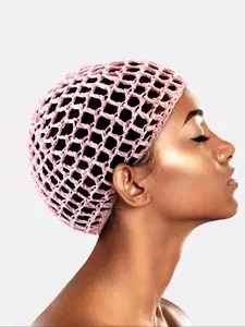 Solid Color Crochet Hair Net Cap, Casual Elastic Hair Net Cap for Women & Girls, Fashion Hair Accessories for Daily Wear