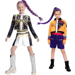 K-POP Rumi Mira Role Play Costume Set for Girls 3pcs Short Sleeve Crop Top Skirt Party Dress  Superstar Outfit Up Clothes Comfortable Polyester Fabric