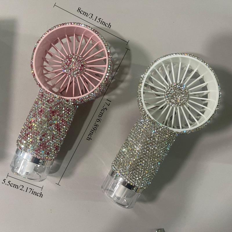 Rechargeable Mini Spray Fan—a portable, diamond-shaped handheld fan featuring long-lasting battery life. Ideal for weddings, outdoor activities, office desktops, and travel; it also makes a delightful gift for Valentine's Day and Mother's Day.