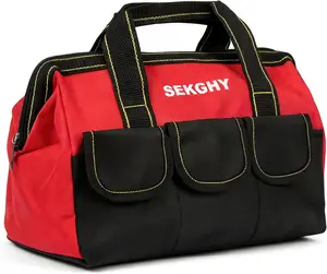 13-inch Tool Bag Power Drill Drivers storage bag,Waterproof Hard Bottom, Heavy Duty Wide Mouth Carrying Bag for Various Instruments, Electricians, Carpenters, and Technicians