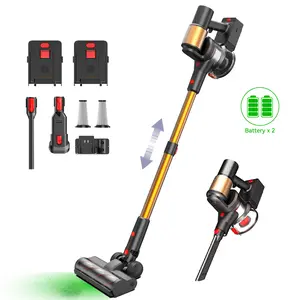 Puppyoo T20 Cordless Vacuum Cleaner, 190AW Powerful Suction, 51 Mins Runtime, Green Light Dust Reveal, 0.8L Washable Dust Cup, Retractable Metal Pole, for Hard Floors & Carpets