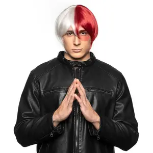 212 MAIN Synthetic Hair Costume Wig - Enigma 00443 RD-WH, My Hero Academia Shoto Todoroki Red & White Character Wig
