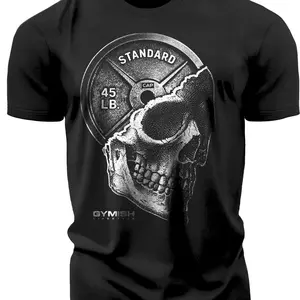 SkullPlate Funny Workout Gym T-Shirt for Men Motivational Strength Training Lifting Shirt