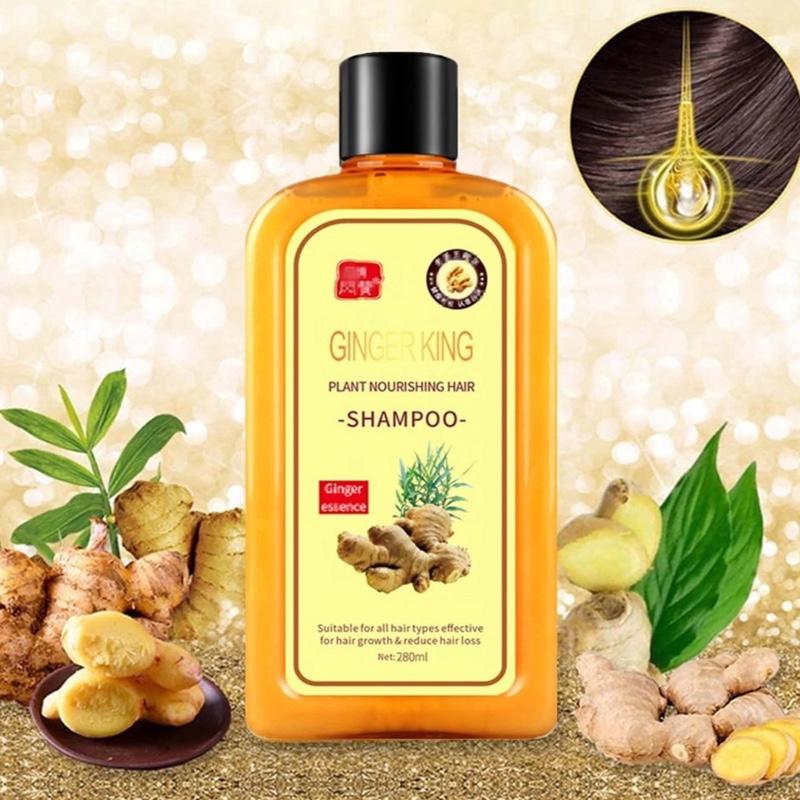 Ginger Shampoo for Hair Growth, Instant Regrowth , Anti-Fall , Care , Anti-Hair Loss (yellow, 280ML) Hair growth Shampoo , fights hair loss , promotes new hair growth