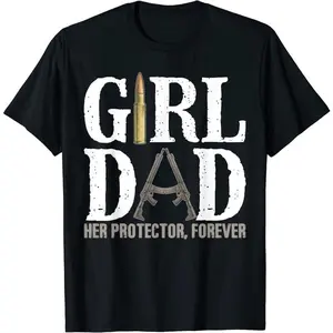 [100% Cotton] []ZOCAVIA Mens Girl Dad Her Protector Forever Funny Father Of Girls T-Shirt Golf Gift T-Shirt For Men And Women
